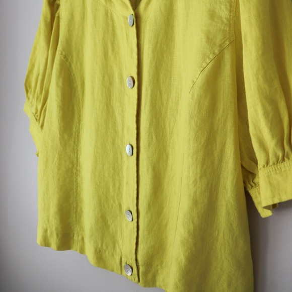 NWT Kensie 100% Linen Puff Sleeve Button Top XL - Picture 6 of 11